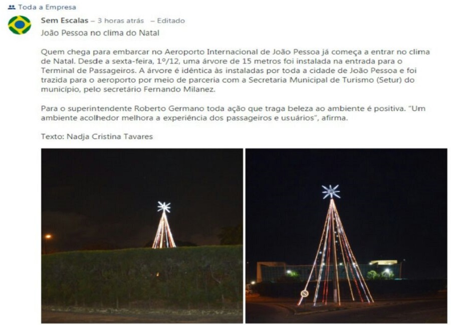 Infraero destaca árvore de Natal instalada no Aeroporto de João Pessoa –  Turismo em foco – Tudo do turismo no Brasil e Mundo